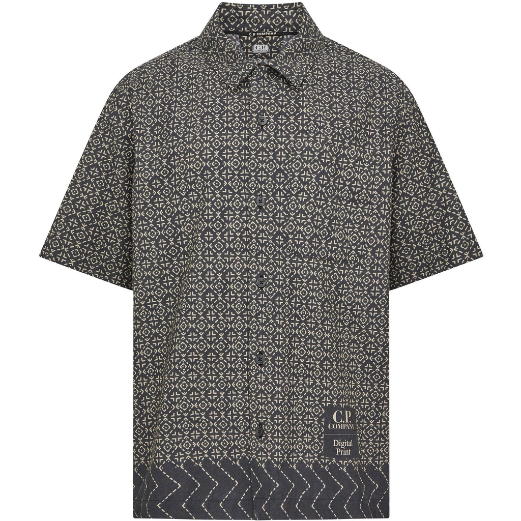 CP Company Popeline Baja Print Shirt - Black 999